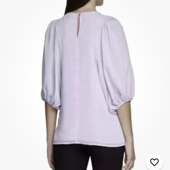 Calvin Klein Lavender Balloon-Sleeve‎ Blouse Spring Pastel Semi-Sheer Top Size L - Picture 5 of 13